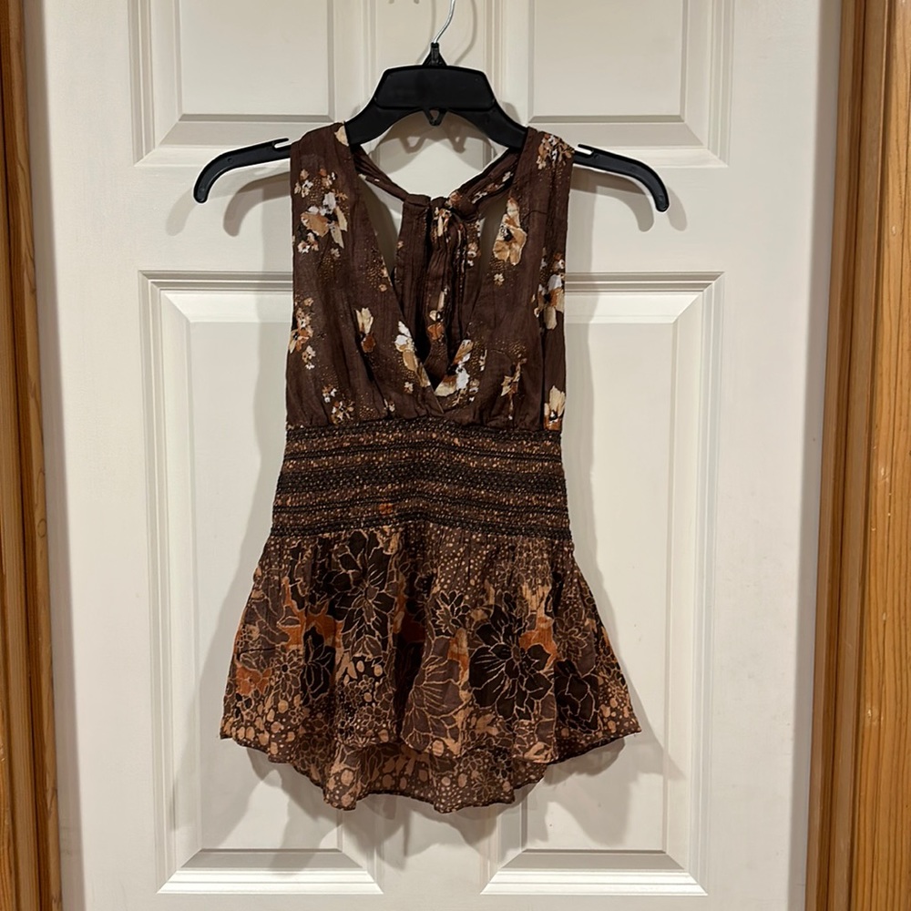Free People Smocked Halter Top, Size M - Picture 3 of 5